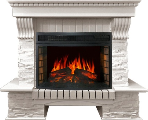 Каминокомплект Pierre Luxe Белый / Сланец белый с очагом Dioramic 25 LED FX фото 1