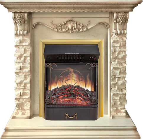 Каминокомплект Adriana - Cлоновая кость с очагом Majestic FX M Brass фото 1