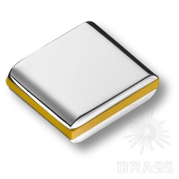 Brass Ручка кнопка 429025MP02PL08 глянцевый хром с желтой вставкой 16 мм фото 1