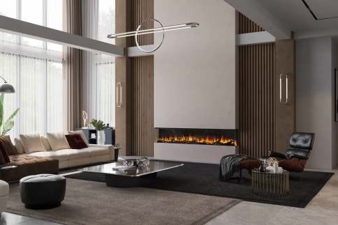 Трехсторонний электрокамин с обогревом BRITISH FIRES New Forest 2400 with Signature logs - 2400 мм фото 4