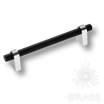 Brass Ручка рейлинг 8951 0128 CR-AL6 глянцевый хром/чёрный 128 мм фото 1