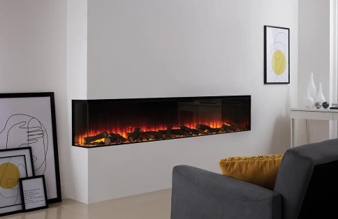 Трехсторонний электрокамин с обогревом BRITISH FIRES New Forest 2400 with Signature logs - 2400 мм фото 1