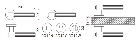 Brass Ручка дверная HA213RO12 AL6 AXES-L черный фото 2