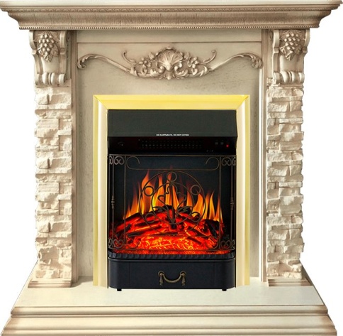 Каминокомплект Adriana - Cлоновая кость с очагом Majestic FX Brass фото 2