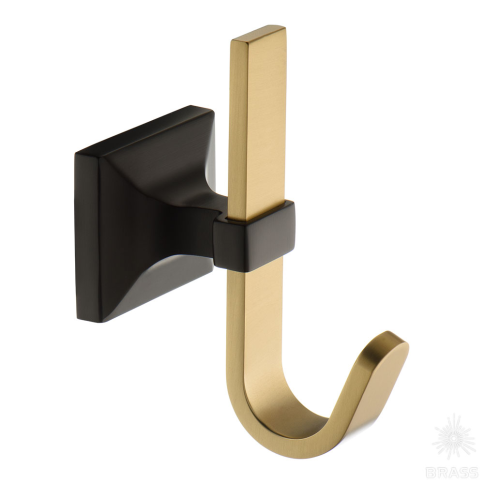 Brass Крючок мебельный 737 Hook Matt Black-Champagne Gold черный/матовая латунь фото 1