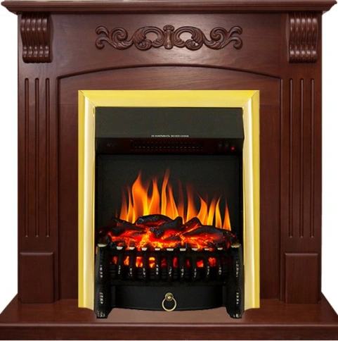 Каминокомплект Sorrento угловой - Орех с очагом Fobos FX Brass фото 2