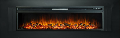 Каминокомплект Line 60 (Разборный) - Черный с очагом Vision 60 LOG LED фото 1