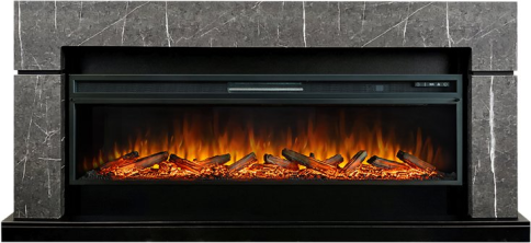 Каминокомплект Lindos 60 SFT - Серый мрамор с очагом Vision 60 LOG LED фото 1