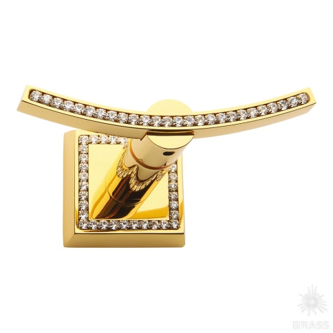 Brass Крючок однорожковый с кристаллами SWA 3506-2-75-030 глянцевое золото 24K с белыми кристаллами фото 1