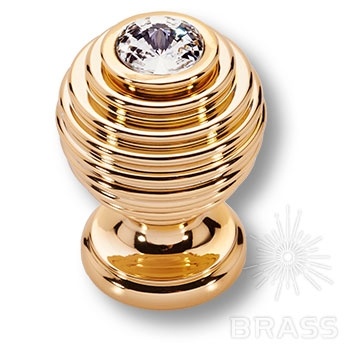 Brass Ручка кнопка с кристаллами Swarovski эксклюзивная коллекция 15.030 SWA 19  глянцевое золото 24К фото 1