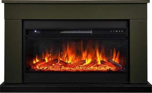 Каминокомплект Bergen (Разборный) - Тёмная олива (Ширина 1370 мм) с очагом Vision 42 LOG LED фото 1