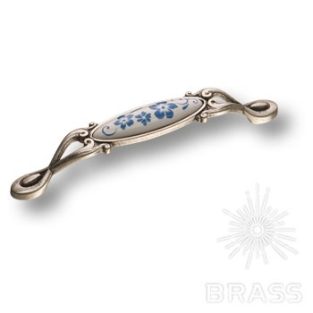 Brass Ручка скоба 15.090.128.PO24W.16 цветочный орнамент / старое серебро 128 мм фото 1