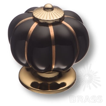 Brass Ручка кнопка S-101 GOLD BLACK черный / глянцевое золото фото 1