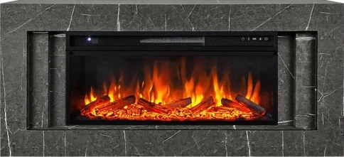 Каминокомплект Line 42 SFT Stone Touch - Серый мрамор с очагом Vision 42 LOG LED фото 2