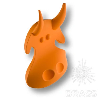 Brass Ручка кнопка детская 451064ST08 корова оранжевая фото 1