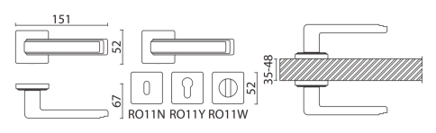 Brass Ручка дверная HA229RO17 NBM LINEAR матовый никель фото 2