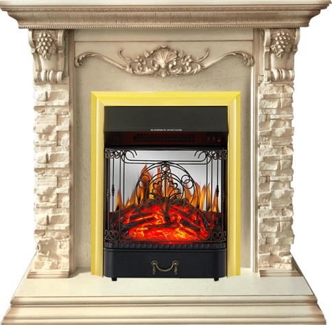 Каминокомплект Adriana - Cлоновая кость с очагом Majestic FX M Brass фото 2