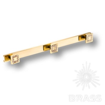 Brass Крючок мебельный трехрожковый с кристаллом 0471-030-3 глянцевое золото 24K фото 1