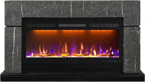 Каминокомплект Lindos 42 SFT - Серый мрамор (Ширина 1470мм) с очагом Crystal 40 RF фото 1