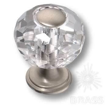 Brass Ручка кнопка 0737-006-1 латунь никель с кристаллом фото 1