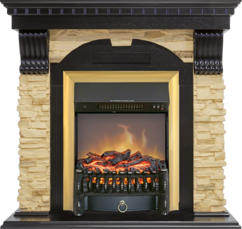 Каминокомплект Dublin - Венге / Сланец с очагом Fobos FX M Brass фото 1