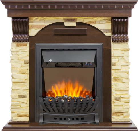 Каминокомплект Dublin - Темный дуб / Сланец с очагом Aspen Black фото 1