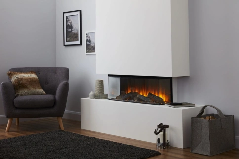 Трехсторонний электрокамин с обогревом BRITISH FIRES New Forest 870 with Signature logs - 870 мм фото 2