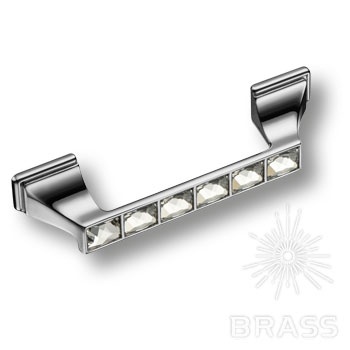 Brass Ручка скоба эксклюзивная коллекция 15.139.96.SWA.07 глянцевый хром с кристаллами Swarovski 96 мм фото 1