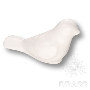 Brass Ручка кнопка BIRD 002 LEFT птичка керамика белый фото 1