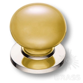Brass Ручка кнопка 3005-51-YELLOW PEARL жёлтый / глянцевый никель фото 1