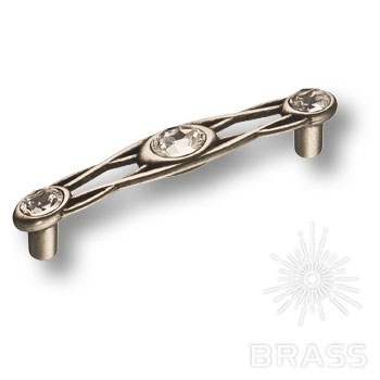 Brass Ручка скоба эксклюзивная коллекция 15.133.96.SWA.16 старое серебро с кристаллами Swarovski 96 мм фото 1