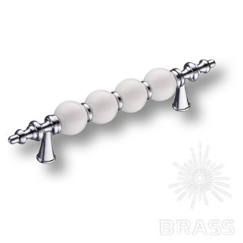 Brass Ручка скоба 2095-10-96-000 белый / глянцевый хром 96 мм фото 1