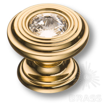 Brass Ручка кнопка эксклюзивная коллекция 9953-100 глянцевое золото с кристаллом Swarovski фото 1