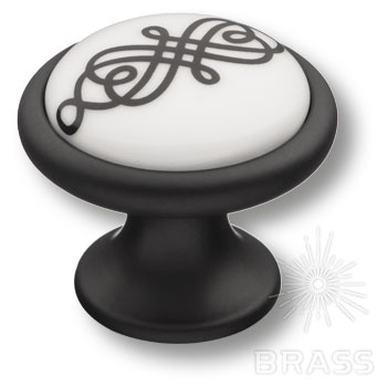 Brass Ручка кнопка 3008-85-000-470 орнамент (узор) / черный фото 1
