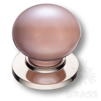 Brass Ручка кнопка 3005-51-PINK PEARL розовый перламутровый / глянцевый никель фото 1