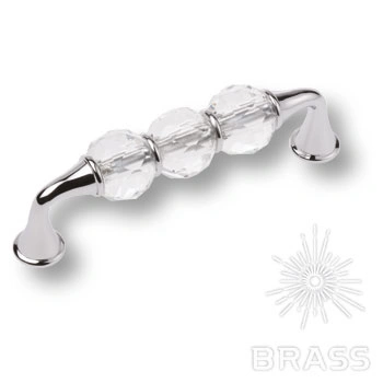 Brass Ручка скоба 2537-005-96 латунь глянцевый хром с кристаллами 96 мм фото 1