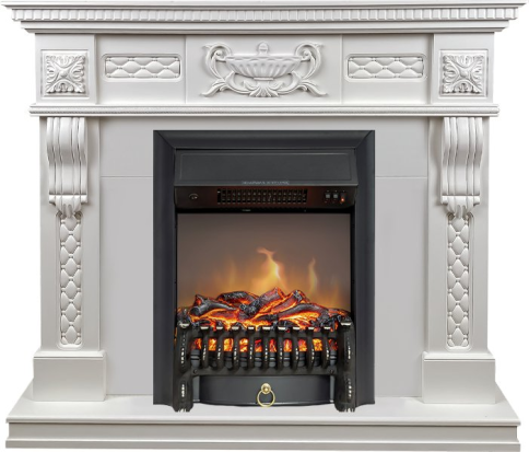 Каминокомплект Corsica - Матовый белый (Ширина 1100) с очагом Fobos FX M Black фото 1
