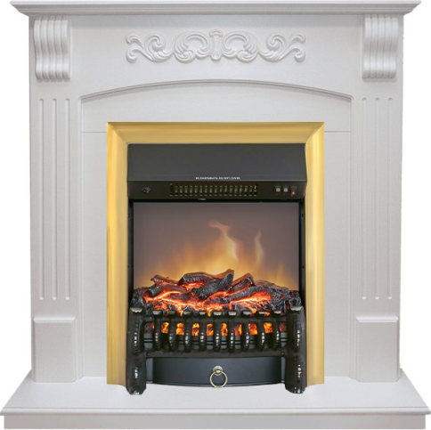 Каминокомплект Sorrento - Белый дуб с очагом Fobos FX M Brass фото 1