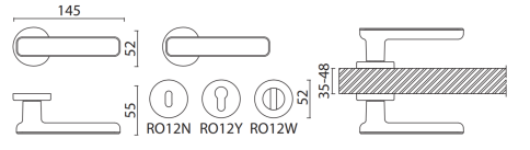 Brass Ручка дверная HA196RO12 ELX10 KAPPA брашированный алюминий фото 2