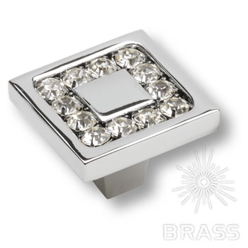 Brass Ручка кнопка 0771-005-2 латунь глянцевый хром с кристаллами Swarovski фото 1