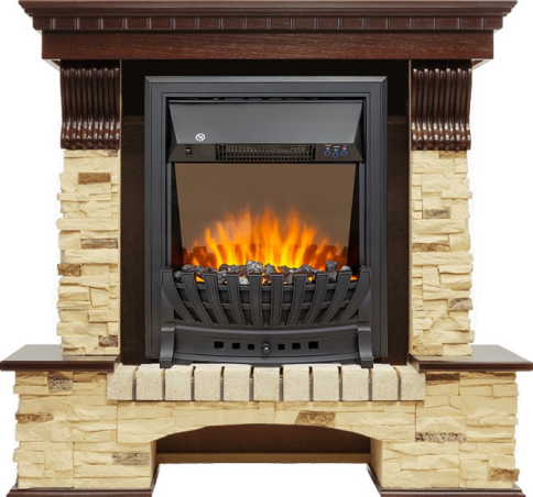 Каминокомплект Pierre Luxe - Темный дуб / Сланец с очагом Aspen Black фото 1