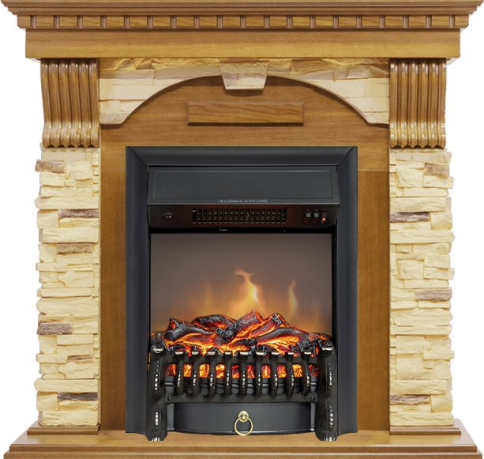 Каминокомплект Dublin -  Дуб / Сланец с очагом Fobos FX M Black фото 1