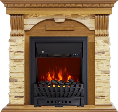 Каминокомплект Dublin -  Дуб / Сланец с очагом Aspen Black фото 2