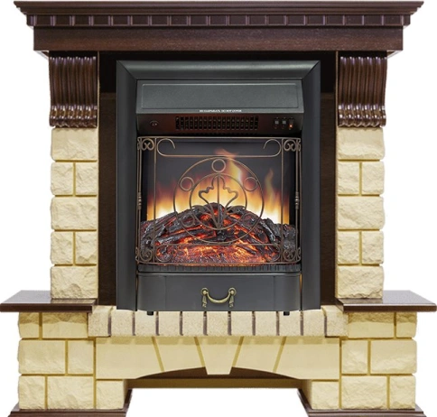 Каминокомплект Pierre Luxe - Темный дуб / Шампань с очагом Majestic FX Black фото 1