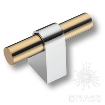 Brass Ручка кнопка 8966 0008 CR-GL глянцевый хром / глянцевое золото фото 1