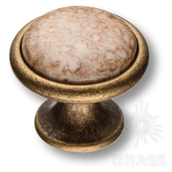 Brass Ручка кнопка 3008-40-BROWN орнамент (фактура камень) / старая бронза фото 1
