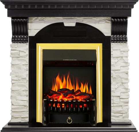 Каминокомплект Dublin - Венге / Сланец белый с очагом Fobos FX Brass фото 2