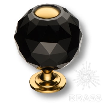 Brass Ручка кнопка 0737-320-2-BLACK латунь глянцевое золото с черным кристаллом фото 1