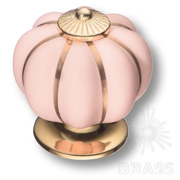 Brass Ручка кнопка S-101 GOLD PINK розовый / глянцевое золото фото 1