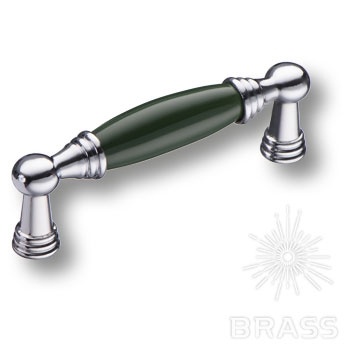 Brass Ручка скоба 1160-10-96-GREEN зелёный / глянцевый хром 96 мм фото 1